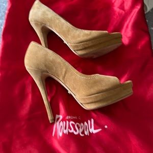 Jerome C Rousseau suede peep toe stilettos heels 37 7